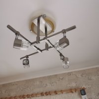 Полилей инокс с 4 лампи, снимка 1 - Лампи за таван - 44264435