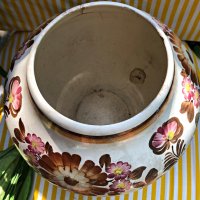 Старинна Арт ваза - гледжосана керамика, ръчно рисувана, Полша, снимка 3 - Вази - 42456932