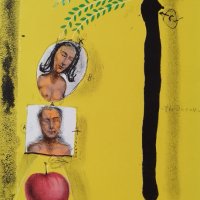 Картина, графика,"Дървото и плода", худ. Д.Колибаров,1997 г., снимка 2 - Картини - 42454625