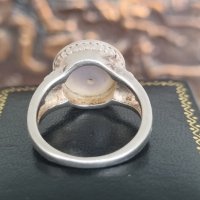 Стар сребърен пръстен 925 проба с перла , снимка 4 - Пръстени - 41832771