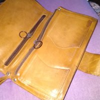 Чанта за ръка борсета естествена кожа с много ципове 23х13см, снимка 3 - Чанти - 42614657