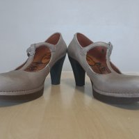 Art - кожени сиви обувки с масивен висок ток, снимка 4 - Дамски обувки на ток - 38868014