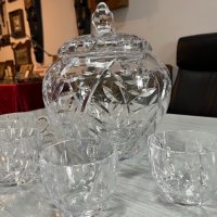 Кристална купа за пунш с чаши. №4039, снимка 2 - Антикварни и старинни предмети - 40808183