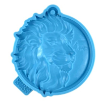 Лъв Лъвска глава кръгъл силиконов молд форма фондан гипс шоколад висулка декор украса, снимка 2 - Форми - 44751571