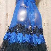 М Синя разкошна нощница с пайети и подарък прашка от златист синджир с мъниста, снимка 4 - Корсети, бюстиета, топове - 39957423