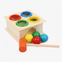 Детска дървена играчка с чук и топчета, снимка 3 - Образователни игри - 40513310