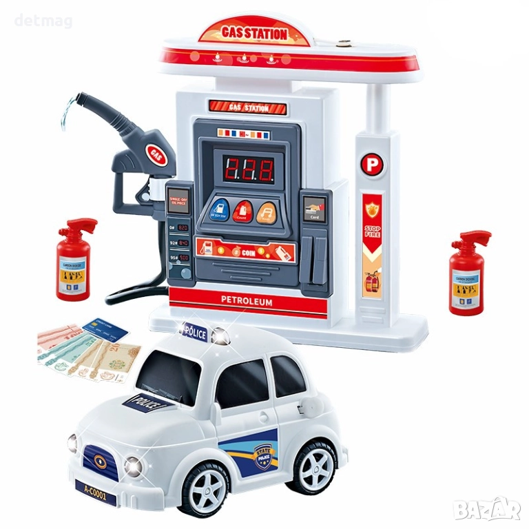 Бензиностанция и кола със звукови и светлинни ефекти DARENLAND, снимка 1