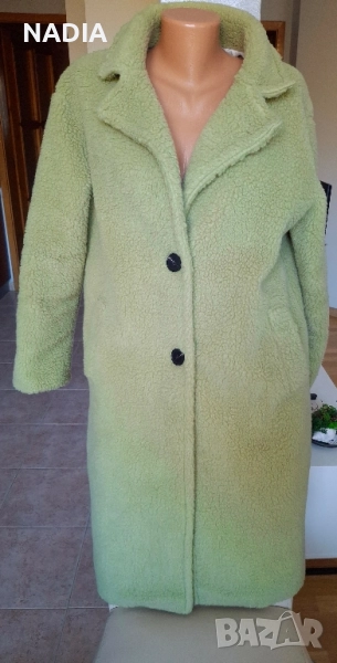 Зелено пухкаво палто, снимка 1