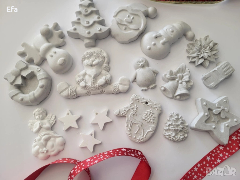 Комплект Коледни керамични фигури за оцветяване, снимка 1