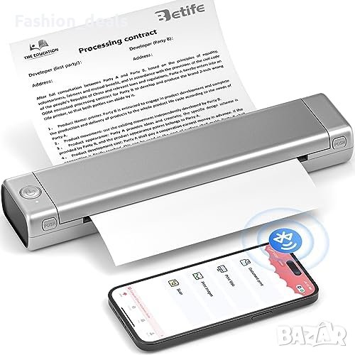 Нов Термален Bluetooth принтер Betife Безжичен за пътуване A4 за телефон и лаптоп, снимка 1