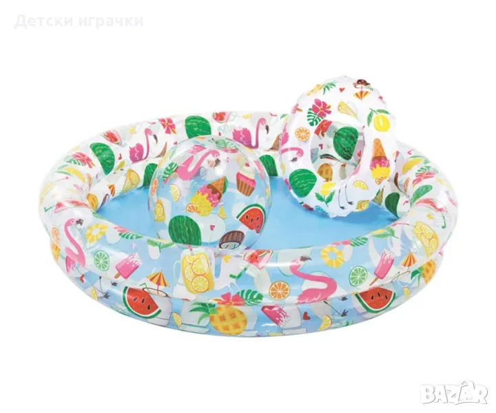 Надуваем детски басейн Intex, с топка и пояс, 122 х 25см, Звезди, комплект , снимка 1