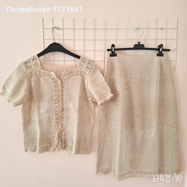 Костюм елегантен, нов, плетен на една кука, снимка 1