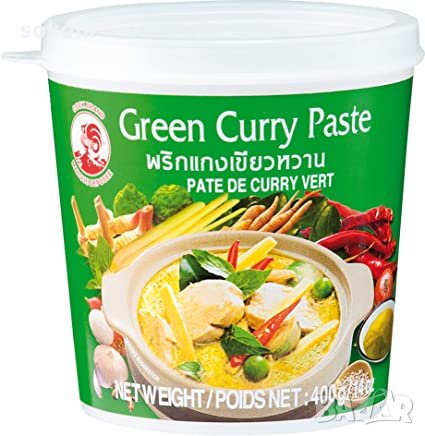 Cock Brand Thai green Curry Paste / Кок Бранд Зелена къри паста 400гр, снимка 1