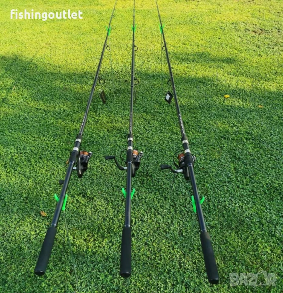 Комплект три шарански въдици с 6 лагера и влакна . НОВИ !, снимка 1