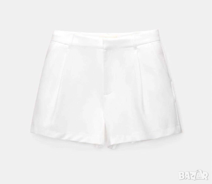 Дамски бермуди Pull&Bear, 52% лен, 48% вискоза, Бели, 46, снимка 1