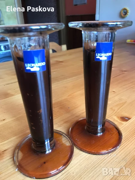 свещници Leonardo масивно стъкло два броя, снимка 1