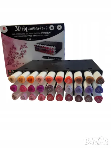 Професионални двустранни акварелни маркери 30 бр, снимка 1
