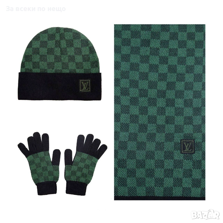 Louis Vuitton Комплект Зимен Шал, Зимна Шапка И Ръкавици - Налични Различни Цветове Код SK436, снимка 1