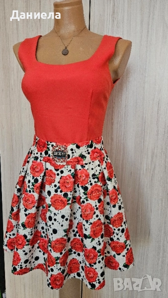 Дамска кокетна къса рокля, размер С , снимка 1