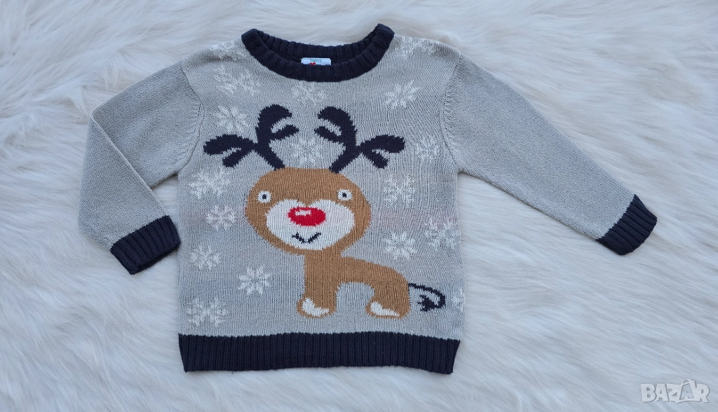 Детски коледен пуловер 9-12 месеца, снимка 1