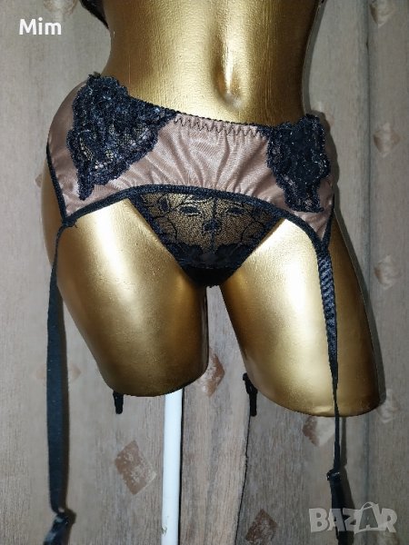 44-46 Кафяв колан от еластичен сатен имитиращ еко кожа, снимка 1