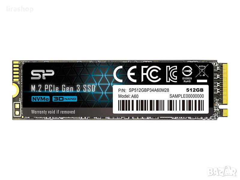 SSD SILICON POWER P34A60 512GB M.2 PCIe Gen3 NVMe, снимка 1