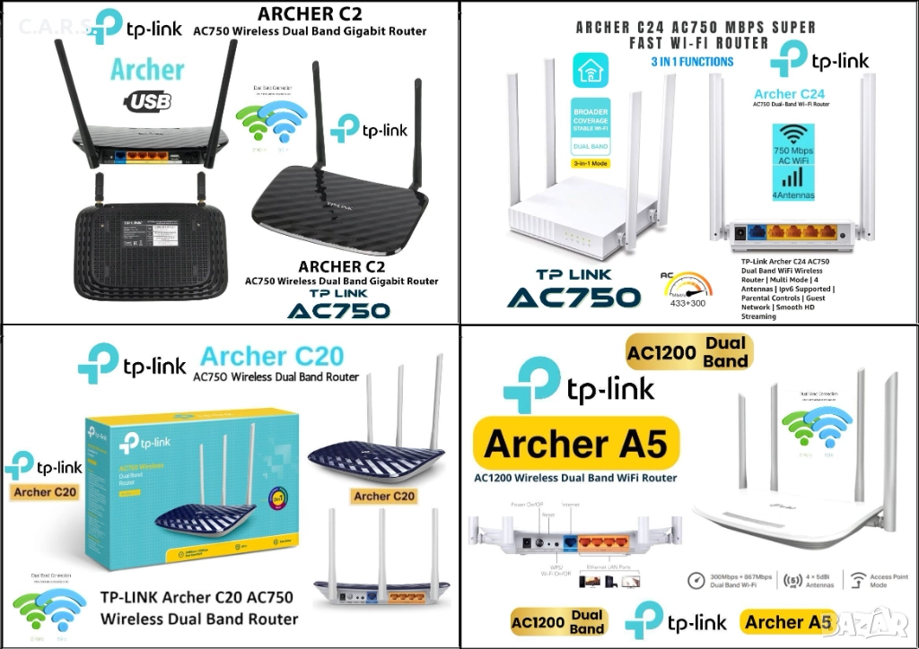 Wi-Fi Рутери TP-Link Archer Wireless Dual Band, снимка 1
