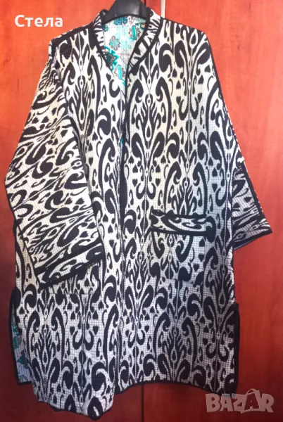 Традиционен узбекски кафтан / чапан / палто / халат, двулицев, плътен, нов, ръчна изработка, снимка 1