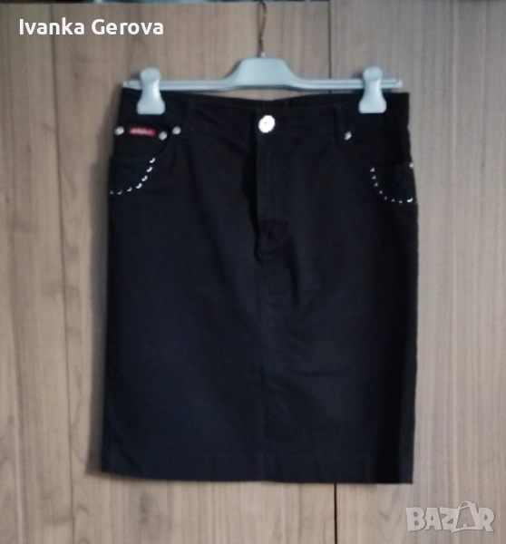 Дамска пола дънкова,черна,от Италия,като нова, снимка 1