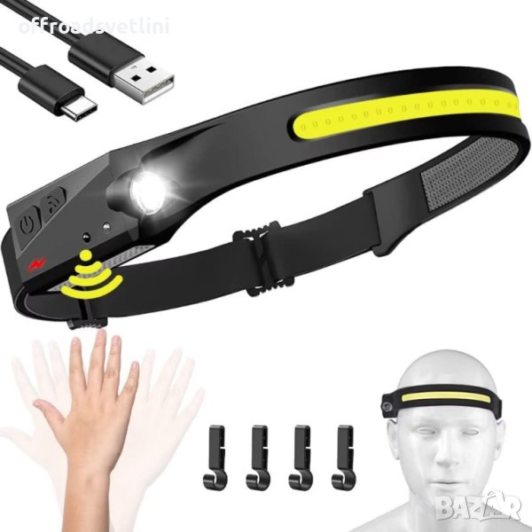 Мощен Челник за глава тип лента с вградена батерия, снимка 1