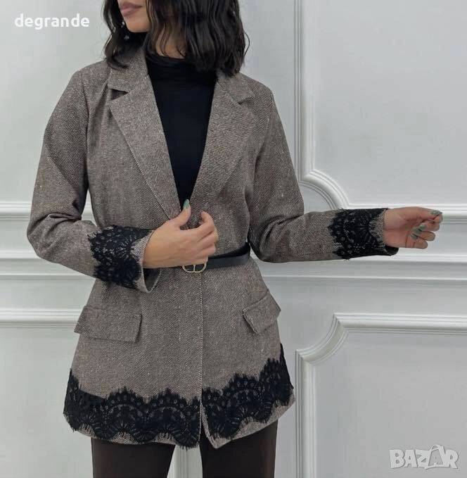 Стилно дамско сако с дантена , снимка 1
