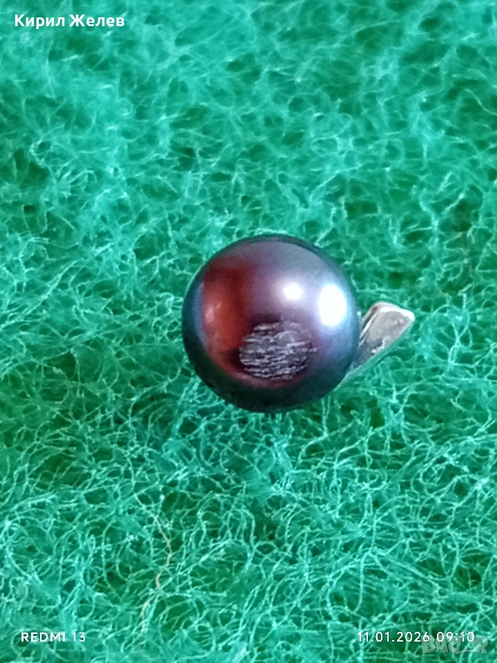 Сребърна обеца с Перла винтидж стил майсторска изработка 52811, снимка 1