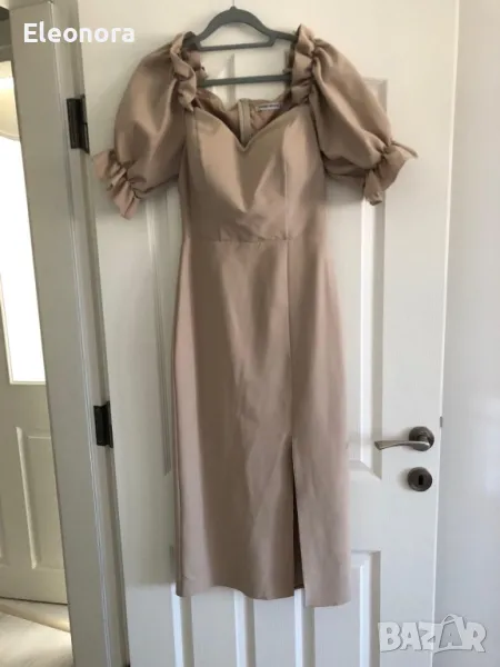 Уникална рокля в бежов цвят, снимка 1