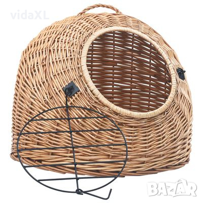 vidaXL Транспортен кош за котки, 45x35x35 см, естествена върба（SKU:170907, снимка 1