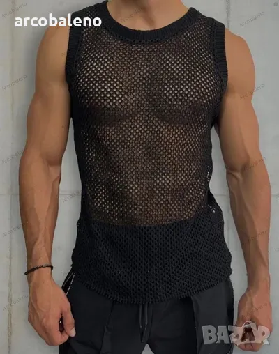 Ликвидация! Мъжки едноцветен летен потник с обло деколте - Доставка 24 часа , снимка 1