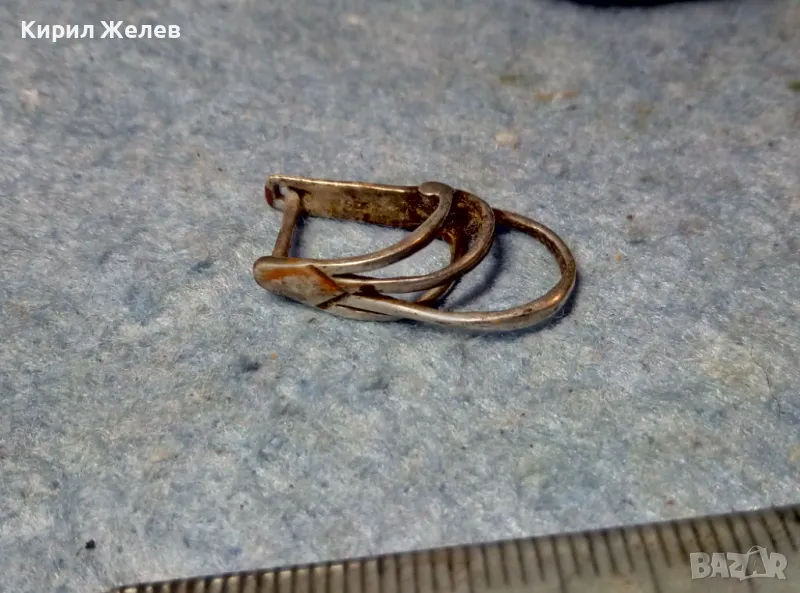 СТАРА АНГЛИЙСКИ ТИП ЗАКОПЧАВАНЕ АЖУРНА СРЕБЪРНА ОБЕЦА СРЕБРО 925 РЪЧНА АРТ ИЗРАБОТКА 38043, снимка 1