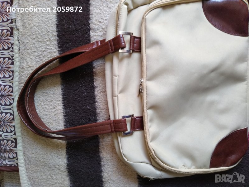 Бежова чанта с две прегради, снимка 1