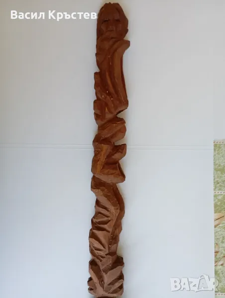 Декорация за стена, Християнски тотем, пластика от дърво, уникат, ръчна изработка, 1999 г., снимка 1