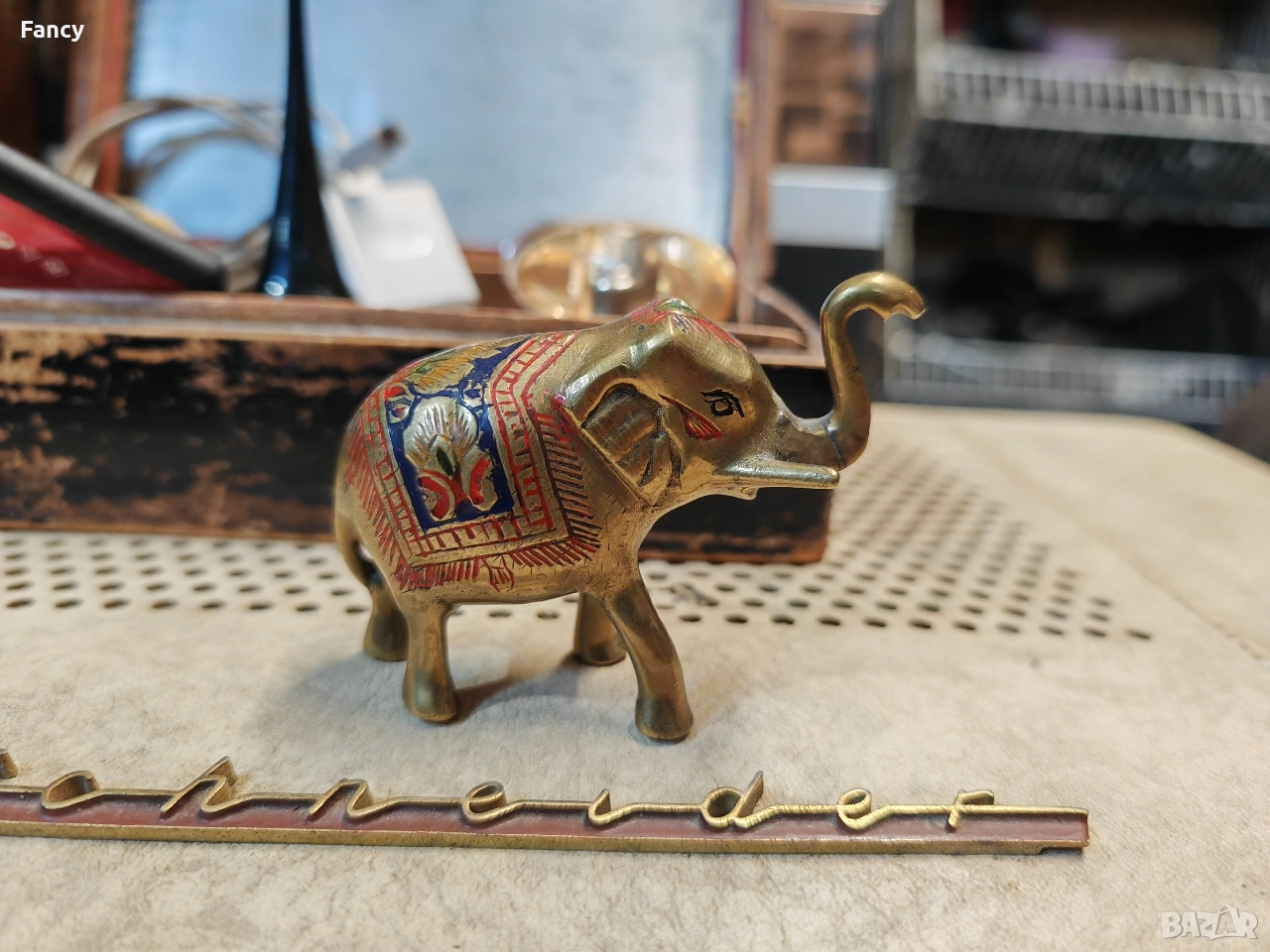 Бронзова статуетка Слон 10/7 см, снимка 1