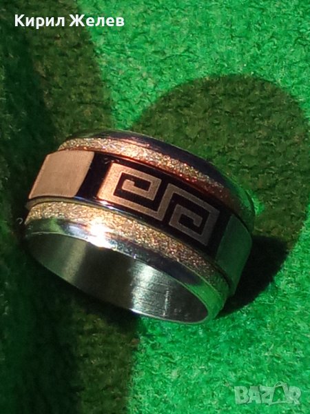 БЛАГОРОДНА НЕРЪЖДАЕМА СТОМАНА МОДЕН ПРЪСТЕН ДВУКОМПОНЕНТЕН ТИП ВЕРСАЧЕ 21125, снимка 1