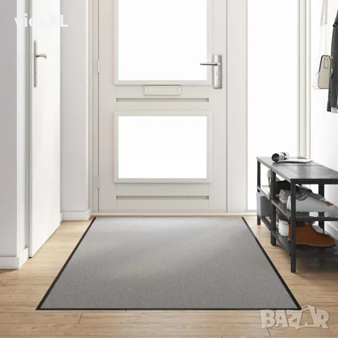 vidaXL Мат за врата Сив и черен 120 x 250 cm 100% Полиамид, снимка 2 - Изтривалки - 56147479