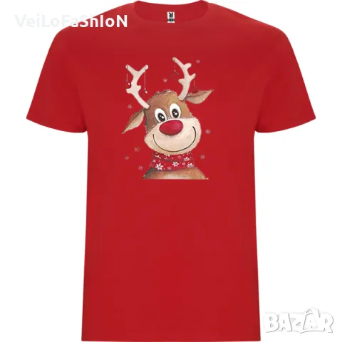 Нова детска коледна тениска с Еленче в червен цвят