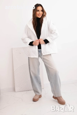 Дамско пролетно ватирано яке с качулка и цип, 9цвята , снимка 9 - Якета - 52869834