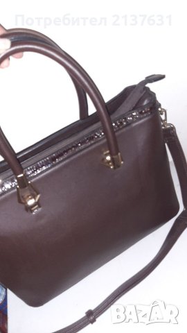 ДАМСКА КАФЯВА ЧАНТА  с 2 прегради  и много джобове , снимка 3 - Чанти - 40693467