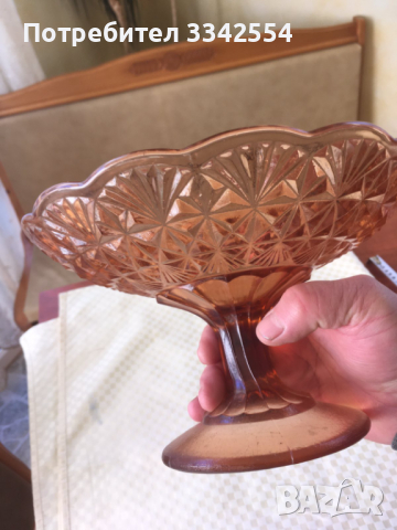 ФРУКТИЕРА КУПА ГОЛЯМА СТЪКЛО СТОЛЧЕ РЕЛЕФ ДЕБЕЛОСТЕННА ОТ 70-ТЕ