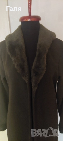 Палто с пух, цвят маслина, размер S