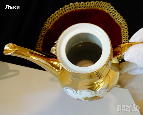 Кана баварски порцелан,злато,картина,1.5 л. , снимка 5 - Антикварни и старинни предмети - 52267846