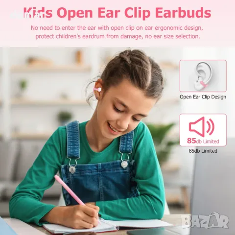 Детски безжични слушалки Giveet, Open Ear за тийнейджъри, деца (сини, розови), снимка 4 - Безжични слушалки - 47319767