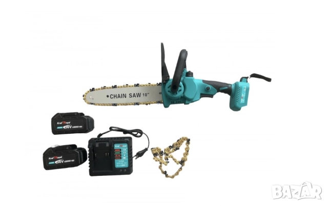 Акумулаторна резачка за клони 36v 8Ah с 25см. шина с автоматично омасляване + две вериги