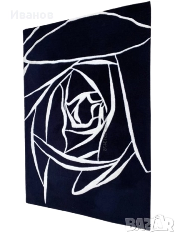 РАЗПРОДАЖБА - 40€.Модерен  Черен  Абстрактен Килим HAMPTON - Цветя - Роза , снимка 3 - Килими - 51431902